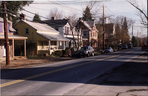 Looking north along the east side of Main Street, Sugar Loaf towards the Sugar Loaf Methodist Church. 4/22/1999 chs-003412
